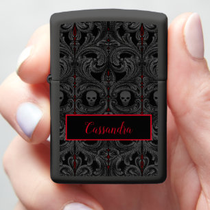 Gothic grijs Ornament met schedelZippo Lighter