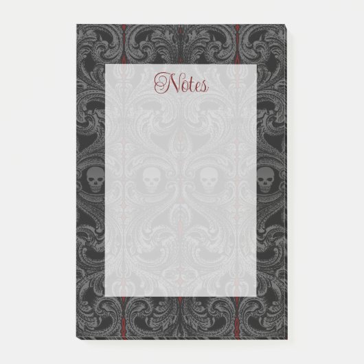 Gothic Grijze Ornament met schedel Post-it® Notes (Voorkant)