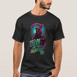 Gothic Grim Reaper over rolgordelroerder met cythe T-shirt