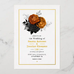 Gothic Grunge Bloemen Bruiloft Folie Uitnodiging
