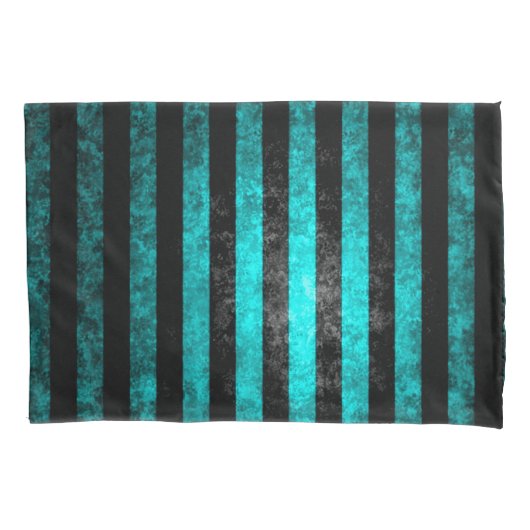 Gothic Grunge Blue & Black Stripes Pattern Kussensloop (Voorkant)