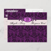 Gothic Grunge Fuchsia Verjaardagsfeest Reageer RSV Uitnodiging Briefkaart (Voorkant / Achterkant)