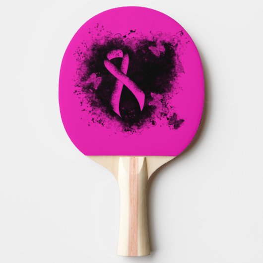 Gothic-grunge Hot-Pink Awareness Ribbon Tafeltennisbatje (Voorkant)