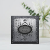  Gothic Grunge Linen Wedding Invites Kaart (Staand voorkant)