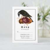 Gothic Grunge Raven Wedding RSVP Kaartje (Staand voorkant)