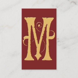 Gothic Grunge Red Gold Initiaal M Monogram Visitekaartje