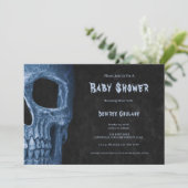 Gothic Half Skull Black Baby Boy Shower Invitation Kaart (Staand voorkant)