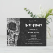 Gothic Half Skull Black Baby Shower Invitation (Debout devant)