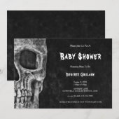 Gothic Half Skull Black Baby Shower Invitation (Devant / Derrière)