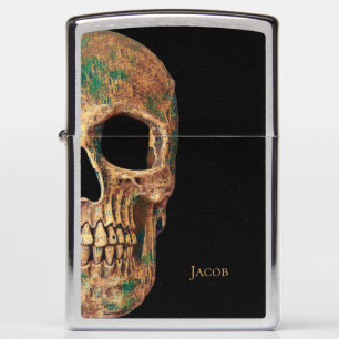 Gothic Half Skull Black Brown Green Creepy Macabre