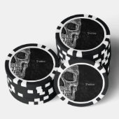 Gothic Half Skull Black en White Cool Grunge Poker Chips (Opstapeling)