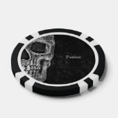 Gothic Half Skull Black en White Cool Grunge Poker Chips (Enkel)