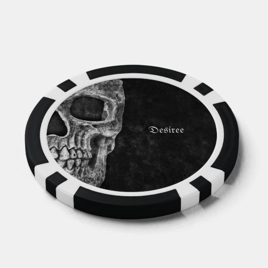 Gothic Half Skull Black en White Cool Grunge Poker Chips (Enkel)