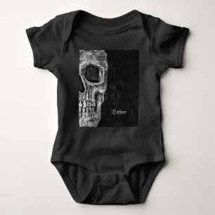 Gothic Half Skull Black en White Cool Grunge Romper