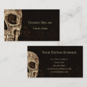 Gothic Half Skull Brown Beige Tattoo Artist Visitekaartje (Voorkant / Achterkant)