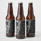 Gothic Half Skull Cool Black and White Grunge Bier Etiket (Flessen)