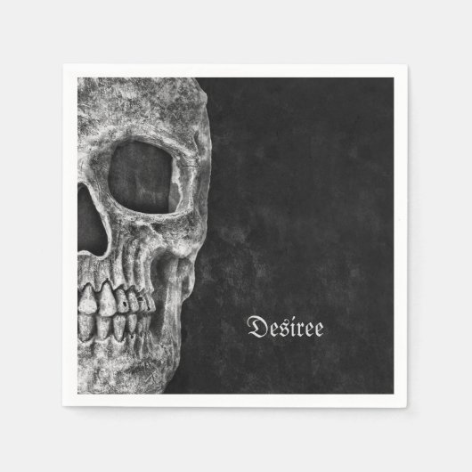 Gothic Half Skull Cool Black and White Grunge Servet (Voorkant)