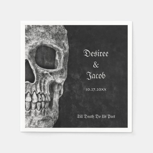 Gothic Half Skull Cool Black and White Grunge Servet (Voorkant)