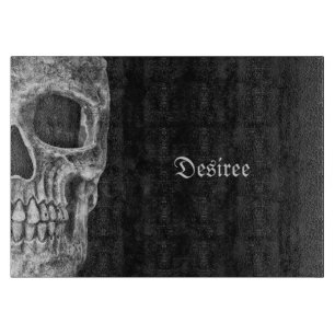 Gothic Half Skull Cool Black and White Grunge Snijplank