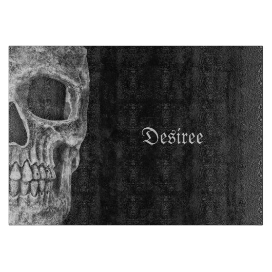 Gothic Half Skull Cool Black and White Grunge Snijplank (Voorkant)