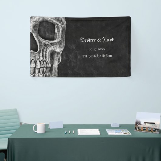 Gothic Half Skull Cool Black and White Grunge Spandoek (Beurs)