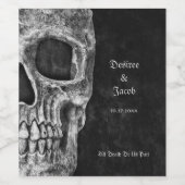 Gothic Half Skull Cool Black and White Grunge Wijn Etiket (Enkel label)
