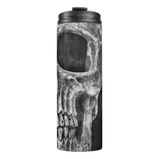 Gothic Half Skull Cool Black and White Texture Thermosbeker (Voorkant)