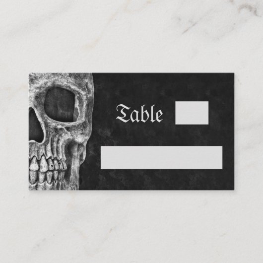 Gothic Half Skull Cool Black And White Wedding Plaatskaartje (Voorkant)