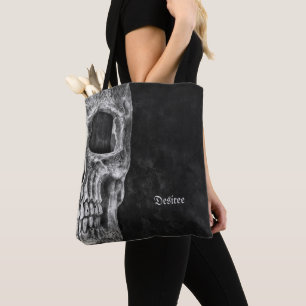 Gothic Half Skull Head Black en White Cool Grunge Draagtas