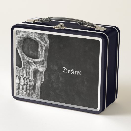 Gothic Half Skull Head Cool Black and White Grunge (Voorkant)