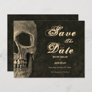 Gothic Half Skull Sepia Budget Save The Date