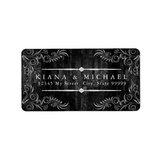 Gothic Hallowedding Scrollwork B&W ID866 Etiket (Voorkant)
