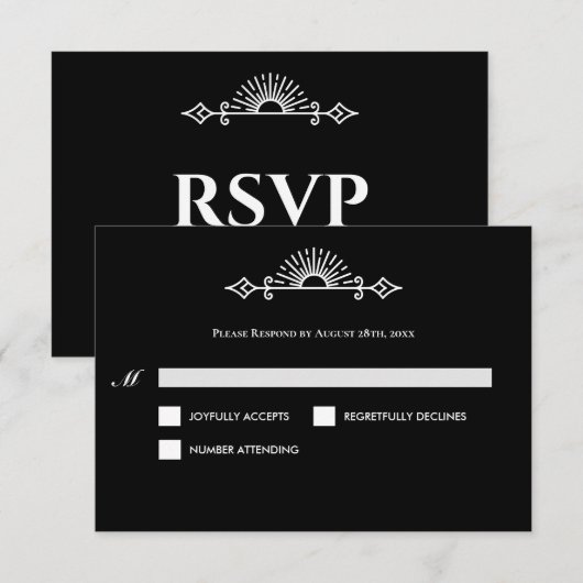 Gothic Halloween Alternative Wedding RSVP Card (Devant / Derrière)