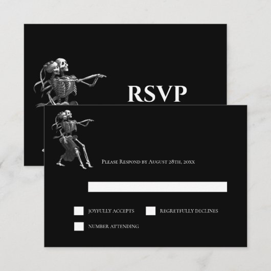 Gothic Halloween Alternative Wedding RSVP Card (Devant / Derrière)
