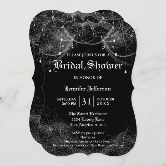Gothic Halloween Bridal Shower Invitation Kaart (Voorkant / Achterkant)