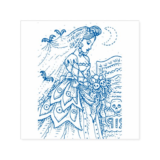 GOTHIC HALLOWEEN BRUID, VLEERMUIS, BOEKET VAN SCHE  ZELFINKTENDE STEMPEL (Design)