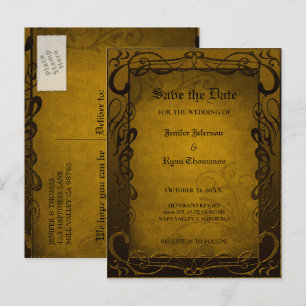 Gothic halloween bruiloft, behalve het date briefk aankondigingskaart