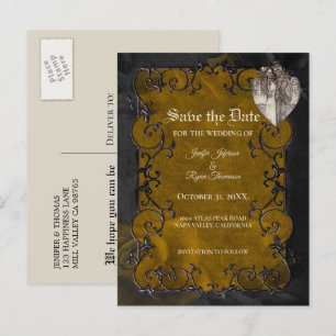 Gothic halloween bruiloft, behalve het date briefk aankondigingskaart