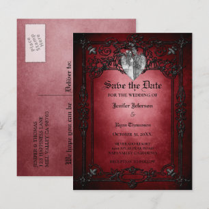 Gothic halloween bruiloft, behalve het date briefk aankondigingskaart