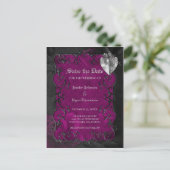 Gothic halloween bruiloft, behalve het date briefk aankondigingskaart (Staand voorkant)