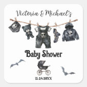 Gothic Halloween Clothesline Baby shower Vierkante Sticker (Voorkant)