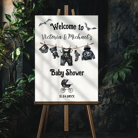 Gothic Halloween Clothesline Baby shower Welkom Poster