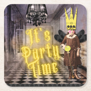  Gothic Halloween Costume Party Vierkante Kartonnen Onderzetter