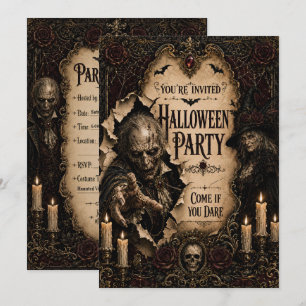 Gothic Halloween-feest I met griezelige heks Kaart
