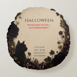 Gothic Halloween-feest Rozen, Donkere klimop, Mot, Rond Kussen