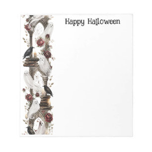 Gothic Halloween Griezelige Geest & Donkere Bloeme Notitieblok