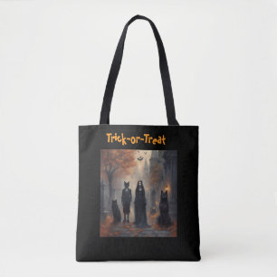 Gothic Halloween-landhuis en trick-or-treater's Draagtas