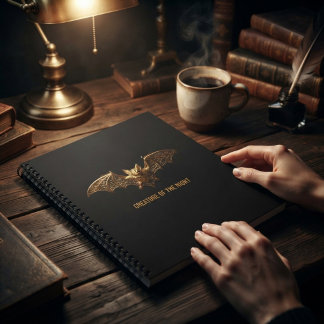 Gothic Halloween Notitieboek Gouden Vleermuis
