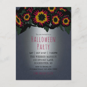Gothic halloween partijuitnodiging met vleermuizen briefkaart