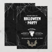 Gothic Halloween Party Invitation with Spiders Kaart (Voorkant / Achterkant)